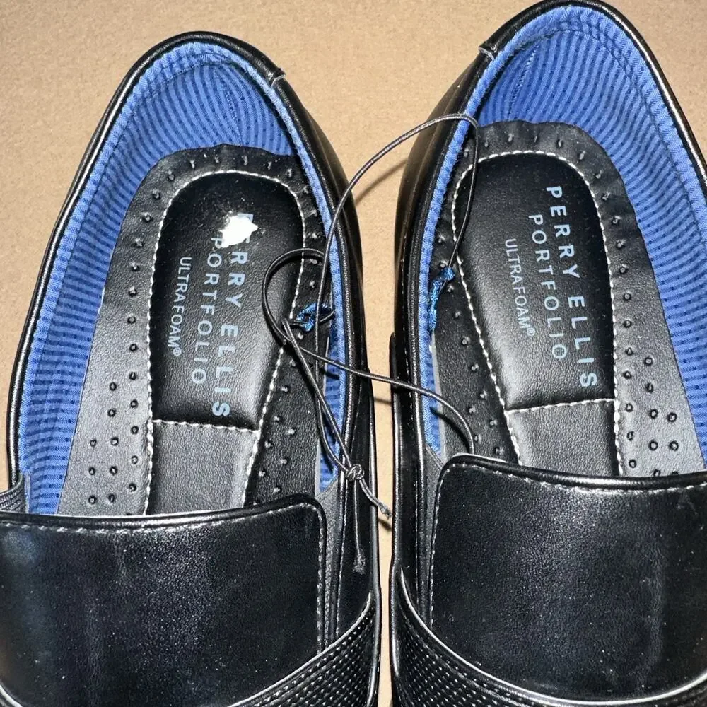 Perry Ellis Portfolio Dalton2 Ultra Foam Black Loafer Dress Shoes Size 9.5